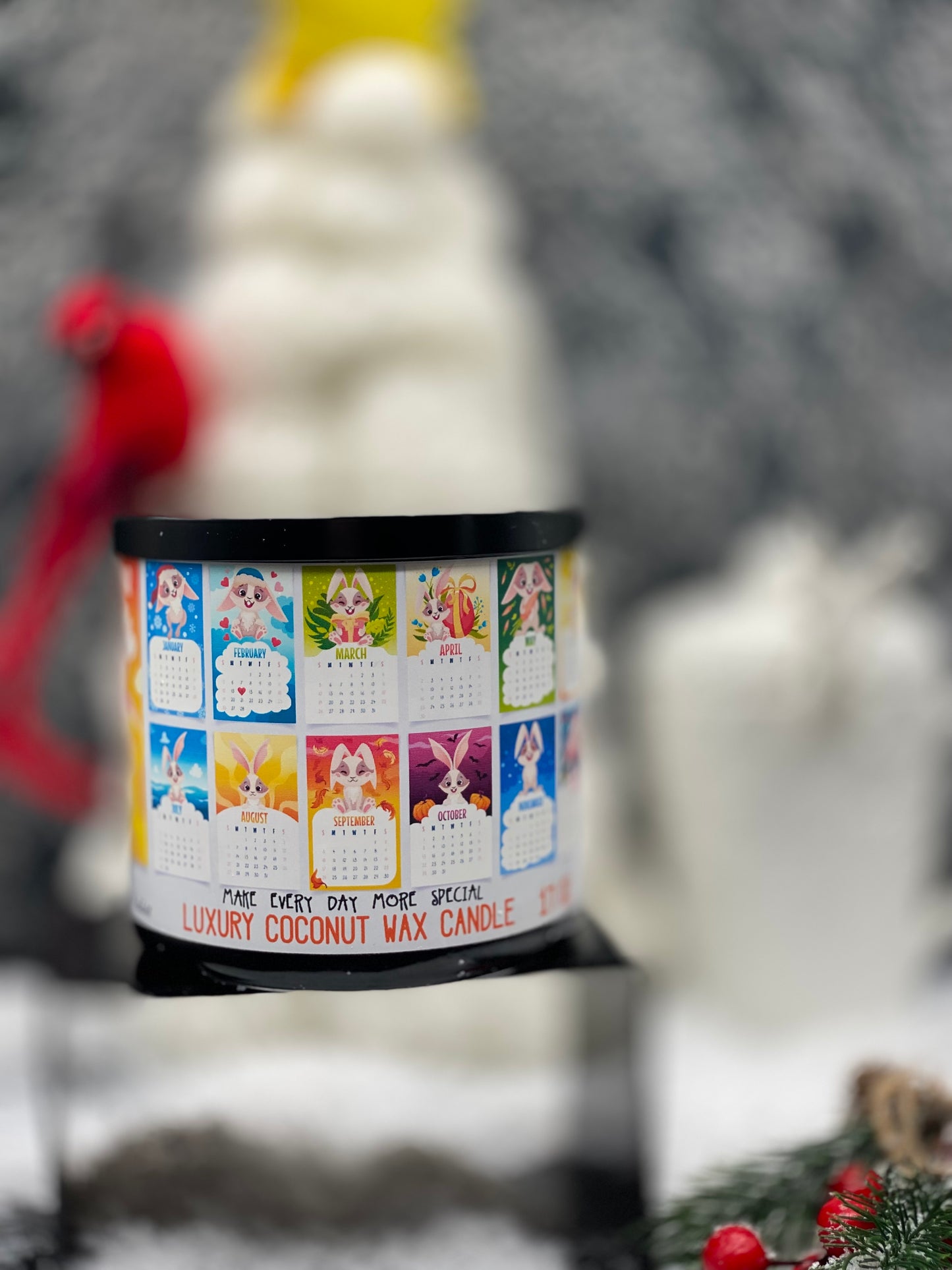 Candles, Jar candles, Christmas candle, Calendar 2023, Rabbit Year, Chinese Calendar Candle