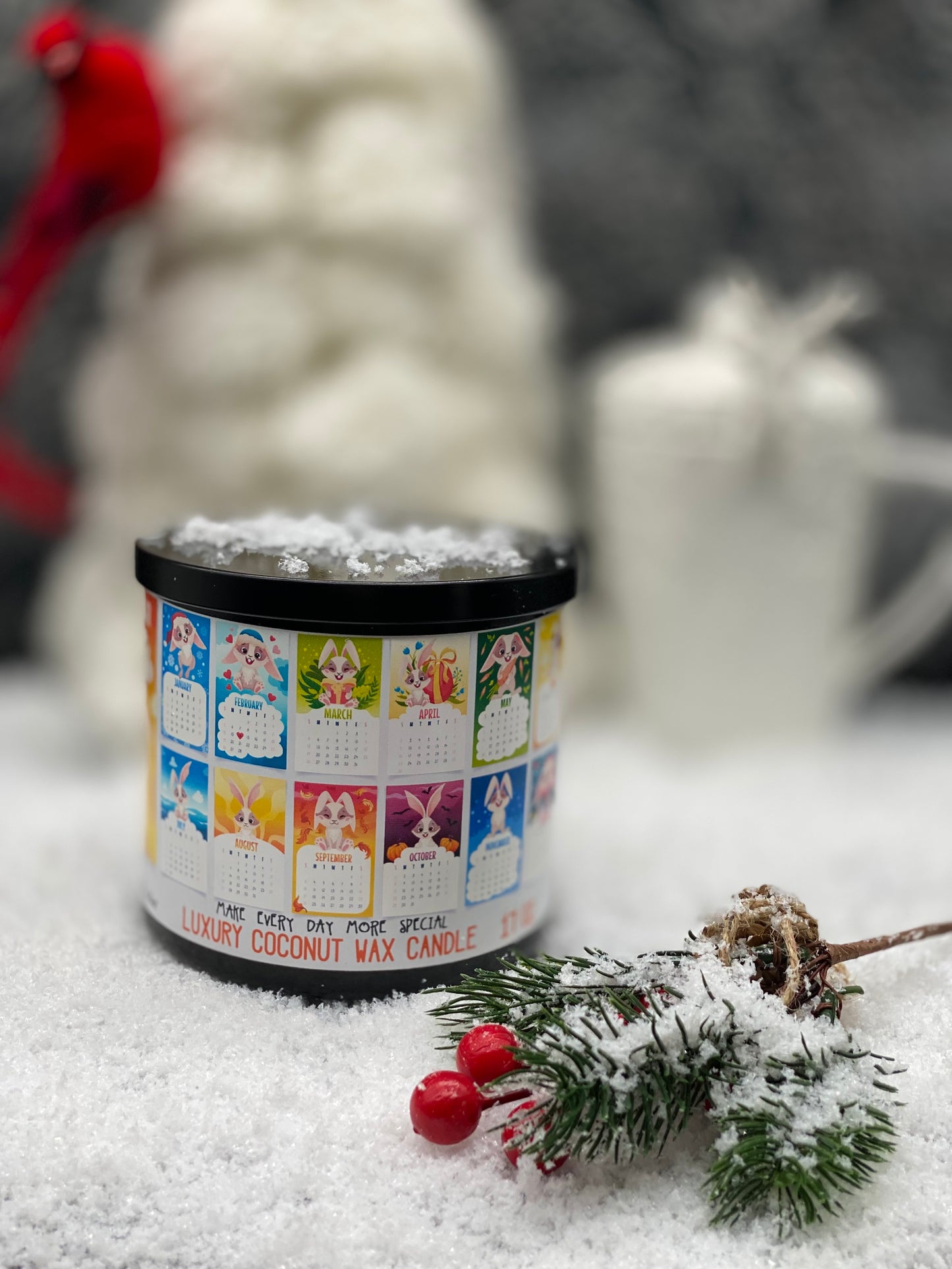 Candles, Jar candles, Christmas candle, Calendar 2023, Rabbit Year, Chinese Calendar Candle