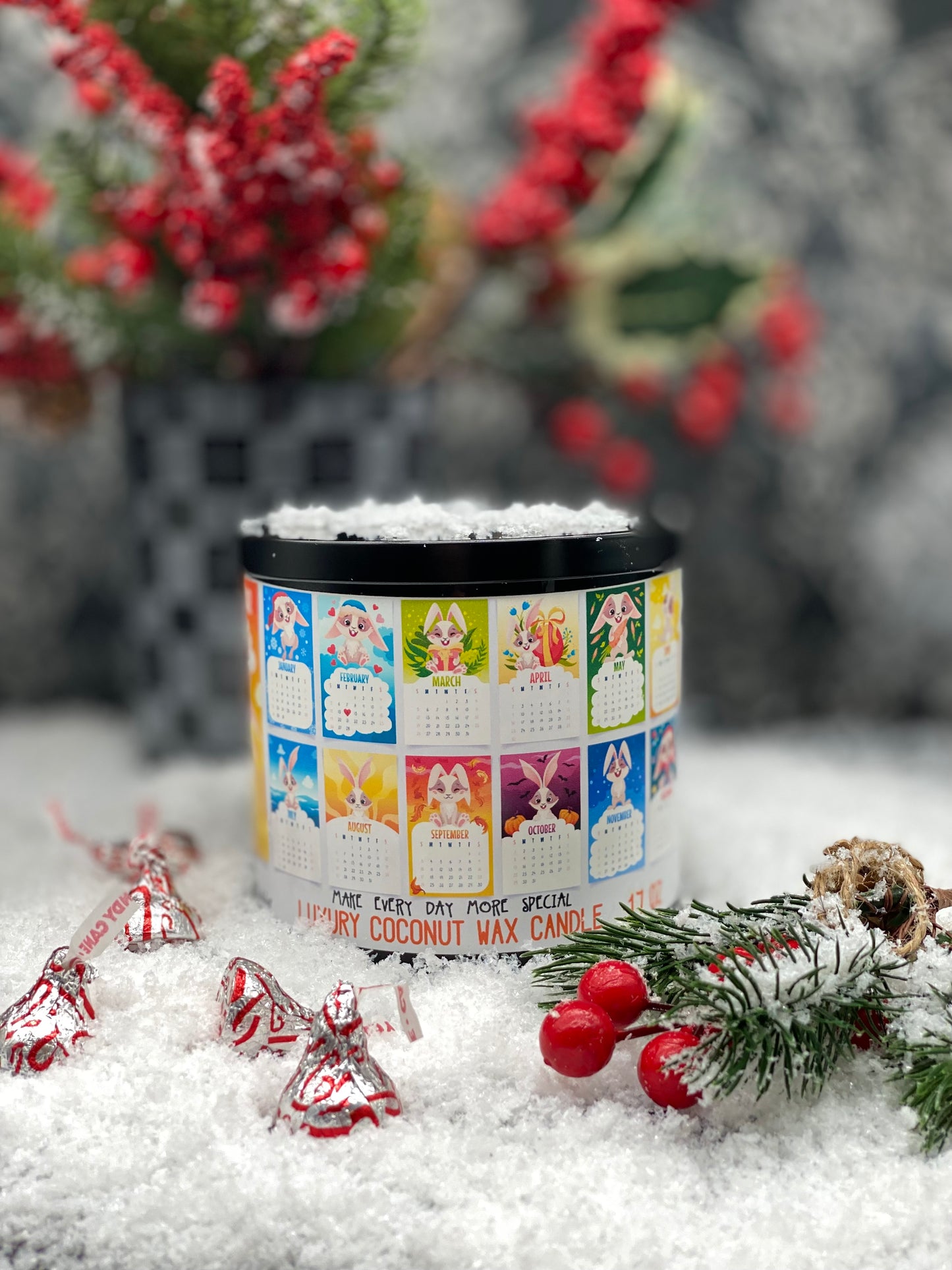 Candles, Jar candles, Christmas candle, Calendar 2023, Rabbit Year, Chinese Calendar Candle