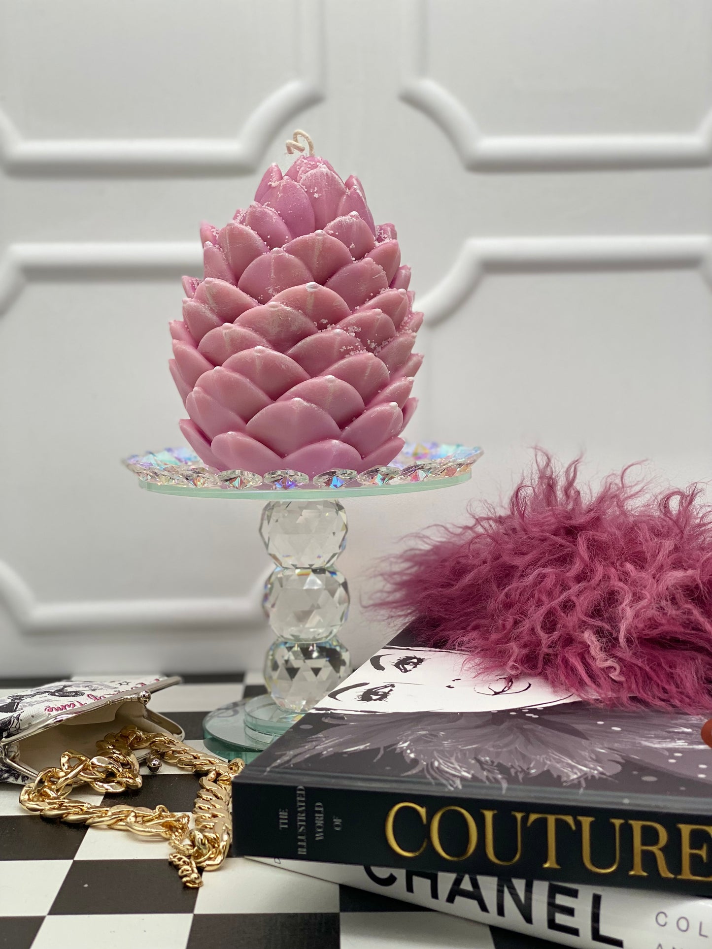 Candle, Winter, Winter collection, Giant Pinecone, Gift Box, Snowy Woodland Pinecone, Christmas, New Year Candles, Pale Pink, Giant Candle