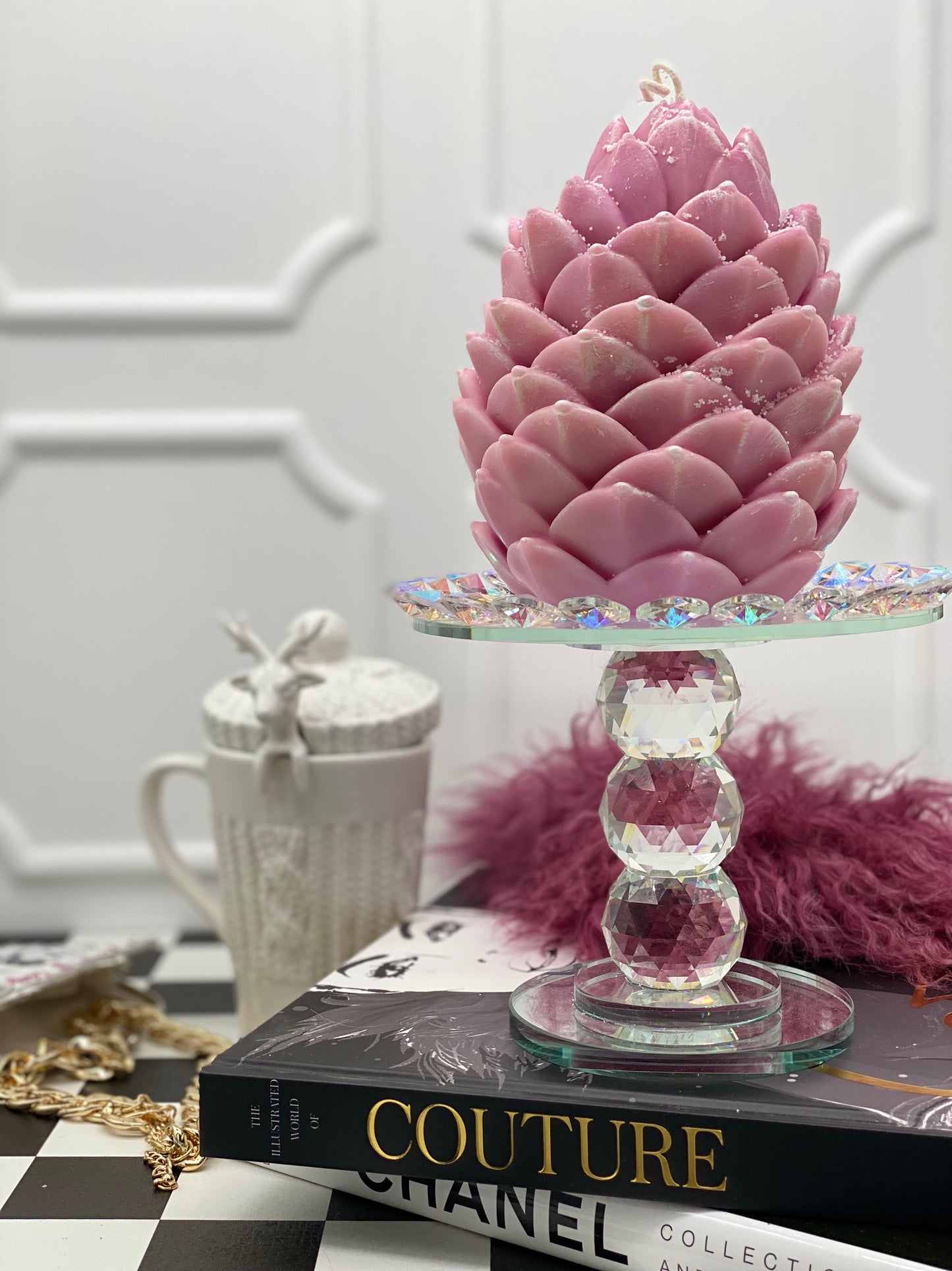 Candle, Winter, Winter collection, Giant Pinecone, Gift Box, Snowy Woodland Pinecone, Christmas, New Year Candles, Pale Pink, Giant Candle