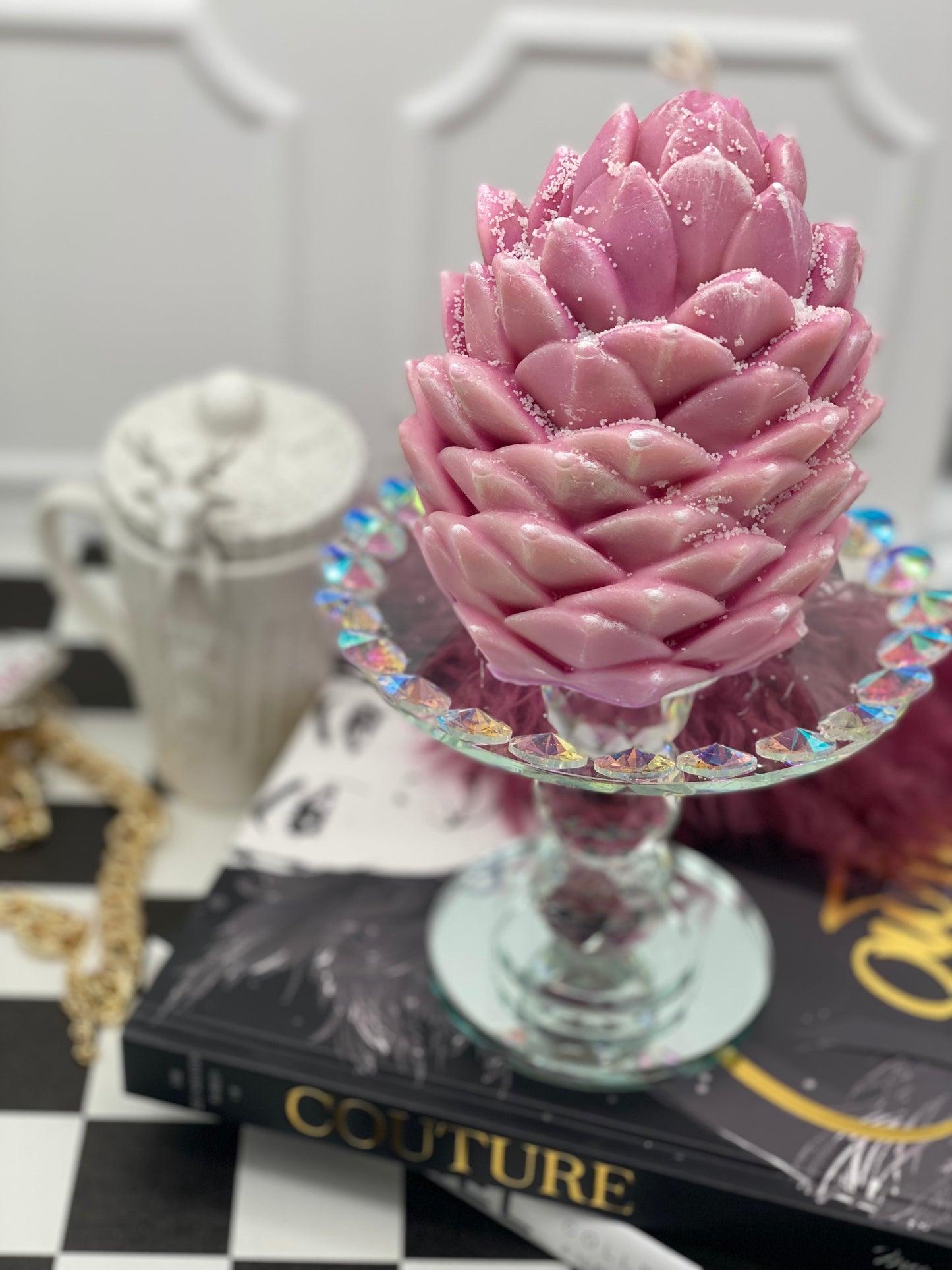 Candle, Winter, Winter collection, Giant Pinecone, Gift Box, Snowy Woodland Pinecone, Christmas, New Year Candles, Pale Pink, Giant Candle