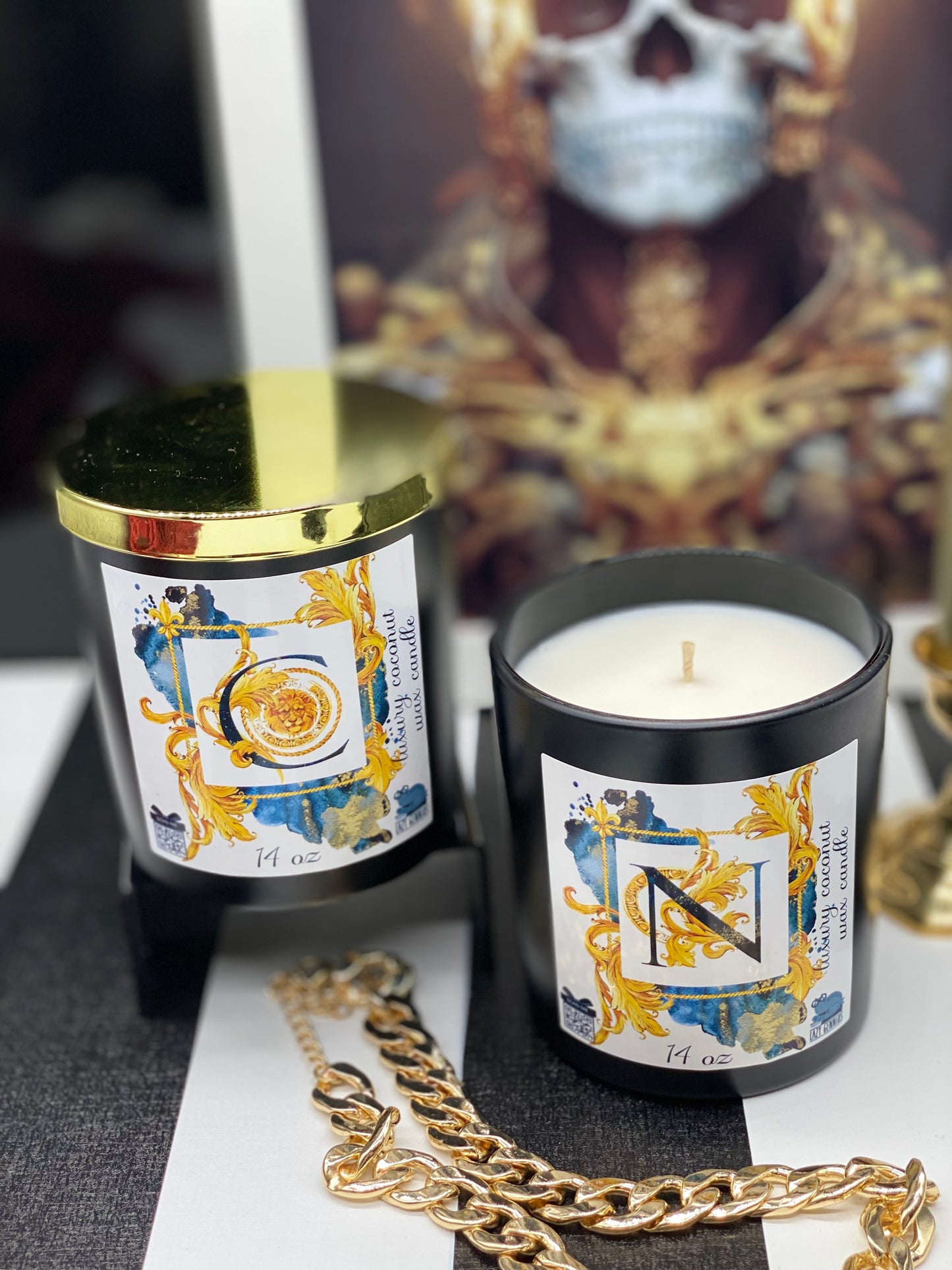 Candle, Coconut Apricot, Luxury candle, Personalized Candle, Ancient, Baroque, Milan, Celebrities, Monogram, Put your OWN letter