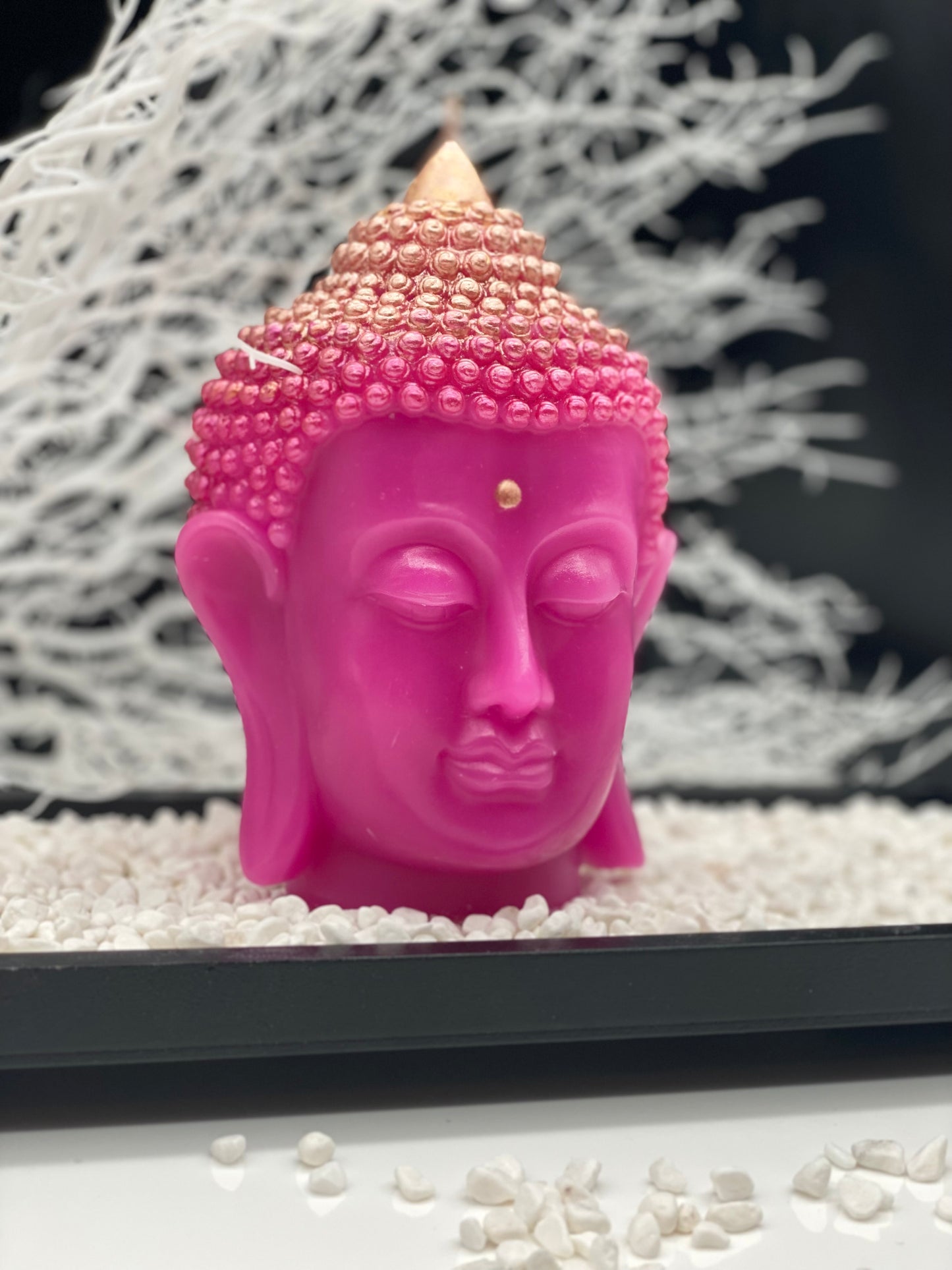 Candle handmade Buddha head pink, Zen, Meditation, Feng Shui, Relax, Yoga, Retreats, Karma