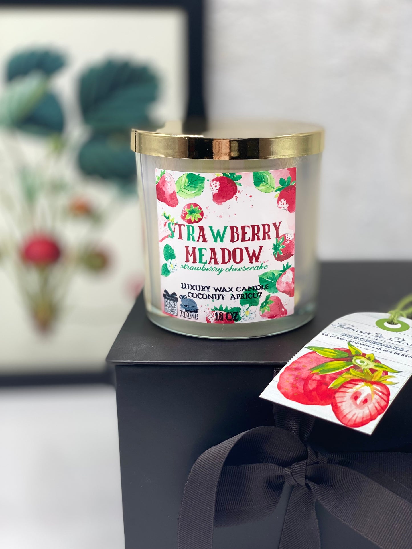 Candle, Coconut APRICOT wax candle, Happy birthday, Strawberry Meadow Scented Candle
