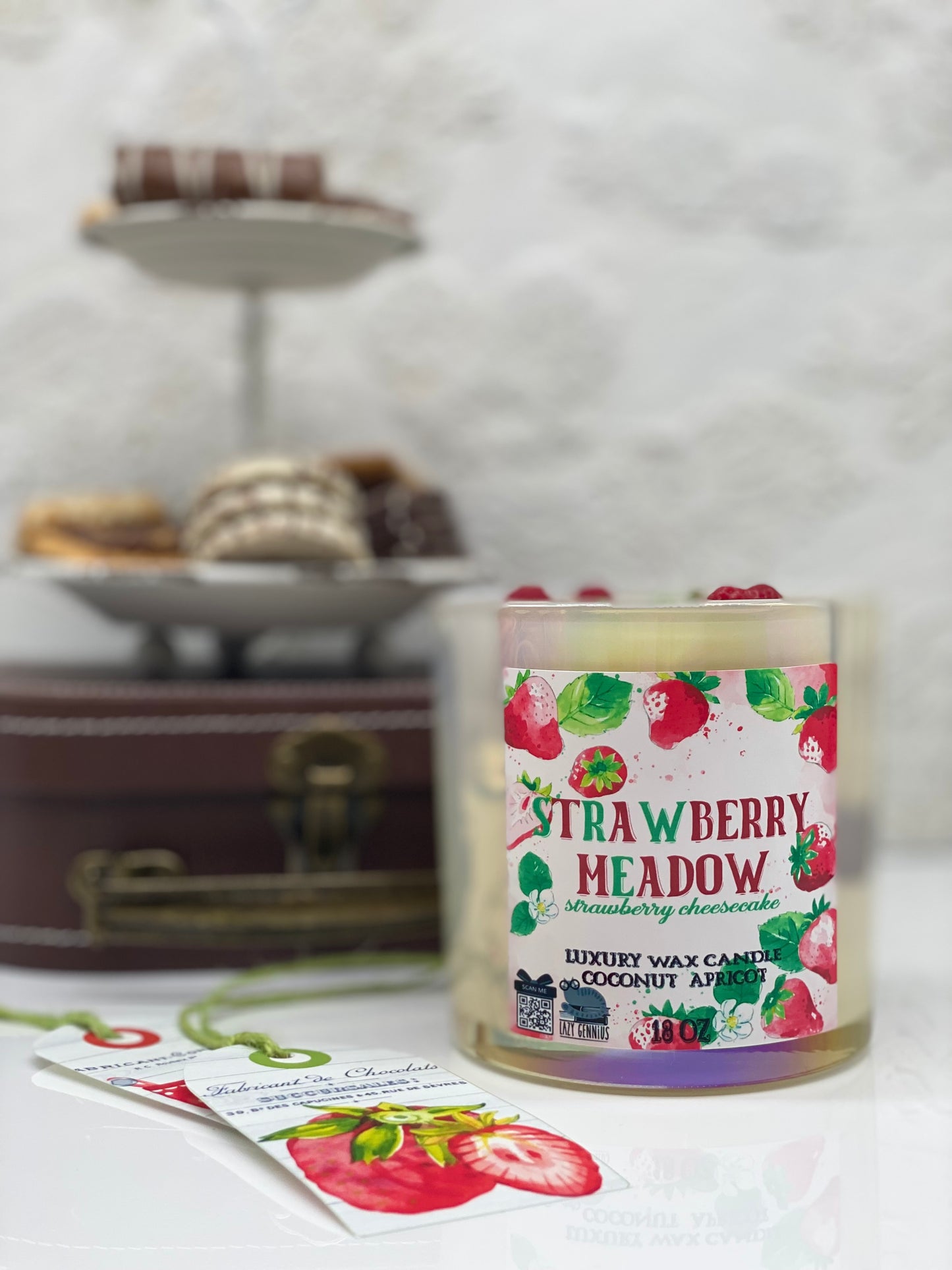 Candle, Coconut APRICOT wax candle, Happy birthday, Strawberry Meadow Scented Candle