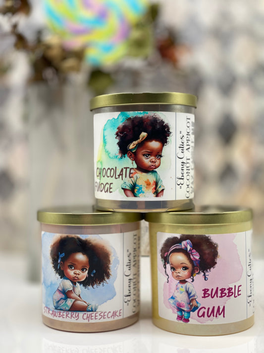 Candles, Jar candles, Black Toddles, Afro Kids, Afro Style, Kids, Set of 3 Coconut wax candles "Ebony Cuties"