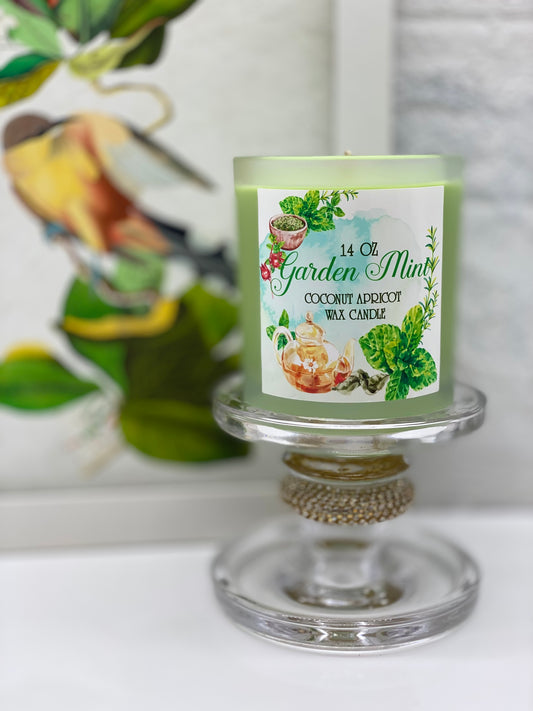 Candle, Coconut APRICOT wax candle, Spearmint, Garden, Herbs, Relax, Garden Mint Scented Candle